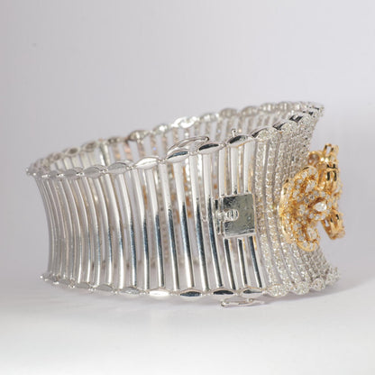 Floral Natural Diamond Cuff Bridal Bracelet