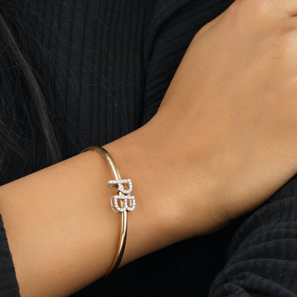 Initials Natural Diamond Open Cuff Bracelet