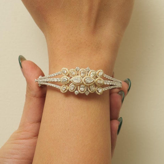 Floral Cluster Natural Diamond Bold Bracelet
