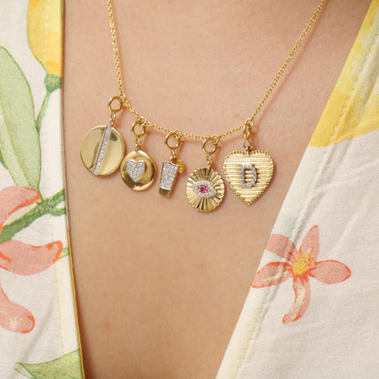Heart Initial Natural Diamond Charm