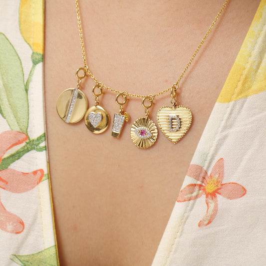 Heart Initial Natural Diamond Charm