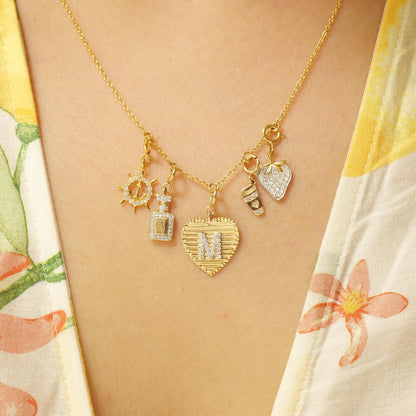 Heart Initial Natural Diamond Charm