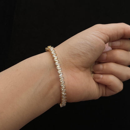 Marquise Natural Diamond Bridal Bangle Bracelet