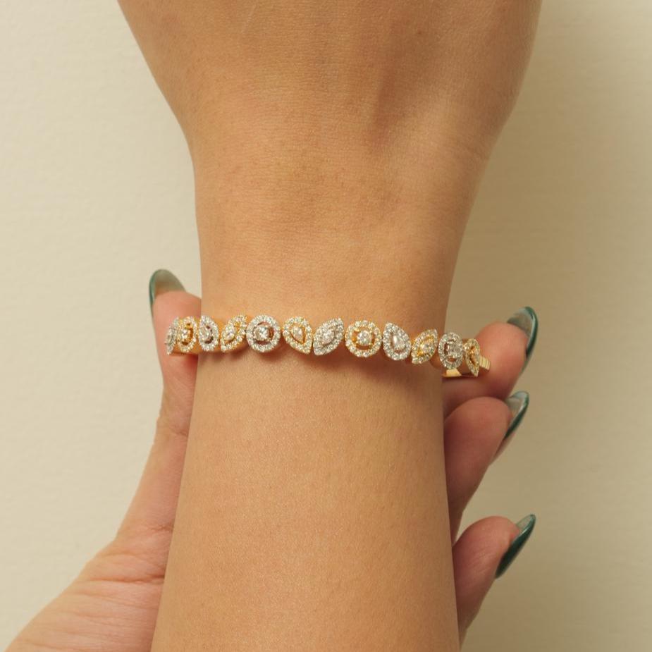 Pear & Marquise Cuff Natural Diamond Open Bracelet