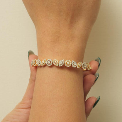 Pear & Marquise Cuff Natural Diamond Open Bracelet