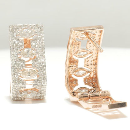 Marquise Diamond Huggie Earrings