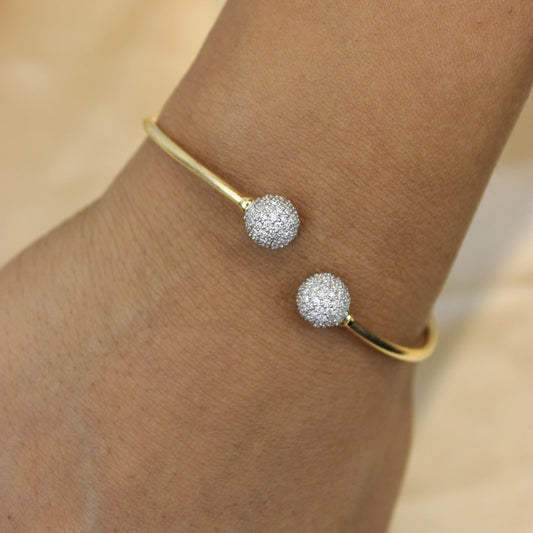 Orbs Natural Diamond Open Cuff Bracelet