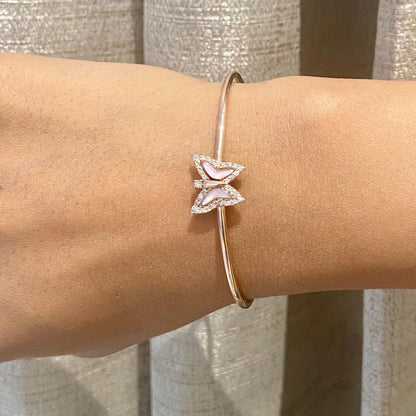 Butterfly Natural Diamond Cuff Bangle Bracelet