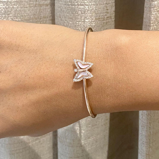 Butterfly Natural Diamond Cuff Bangle Bracelet