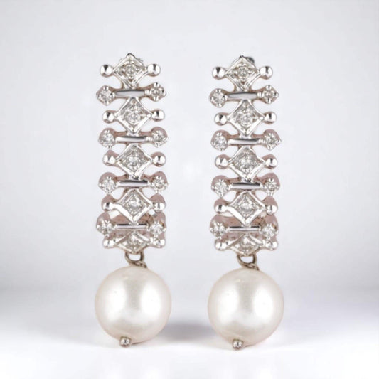 Pearl Drop Diamond Earrings