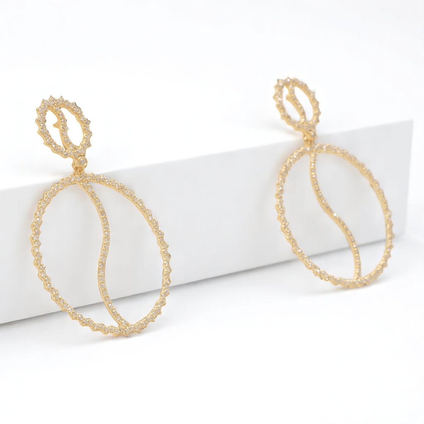 Circle Diamond Dangle Drop Earrings