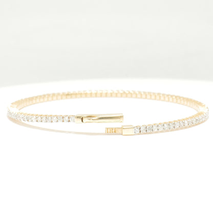 Single Row Sleek Natural Diamond Bangle Bracelet