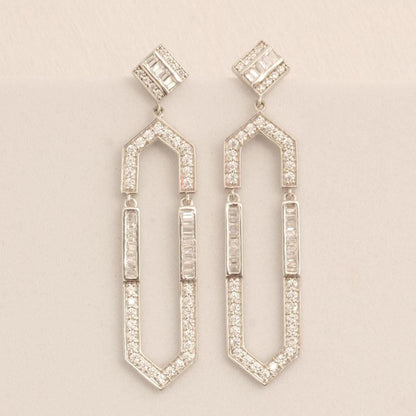 Hexagonal Dangle Diamond Earrings