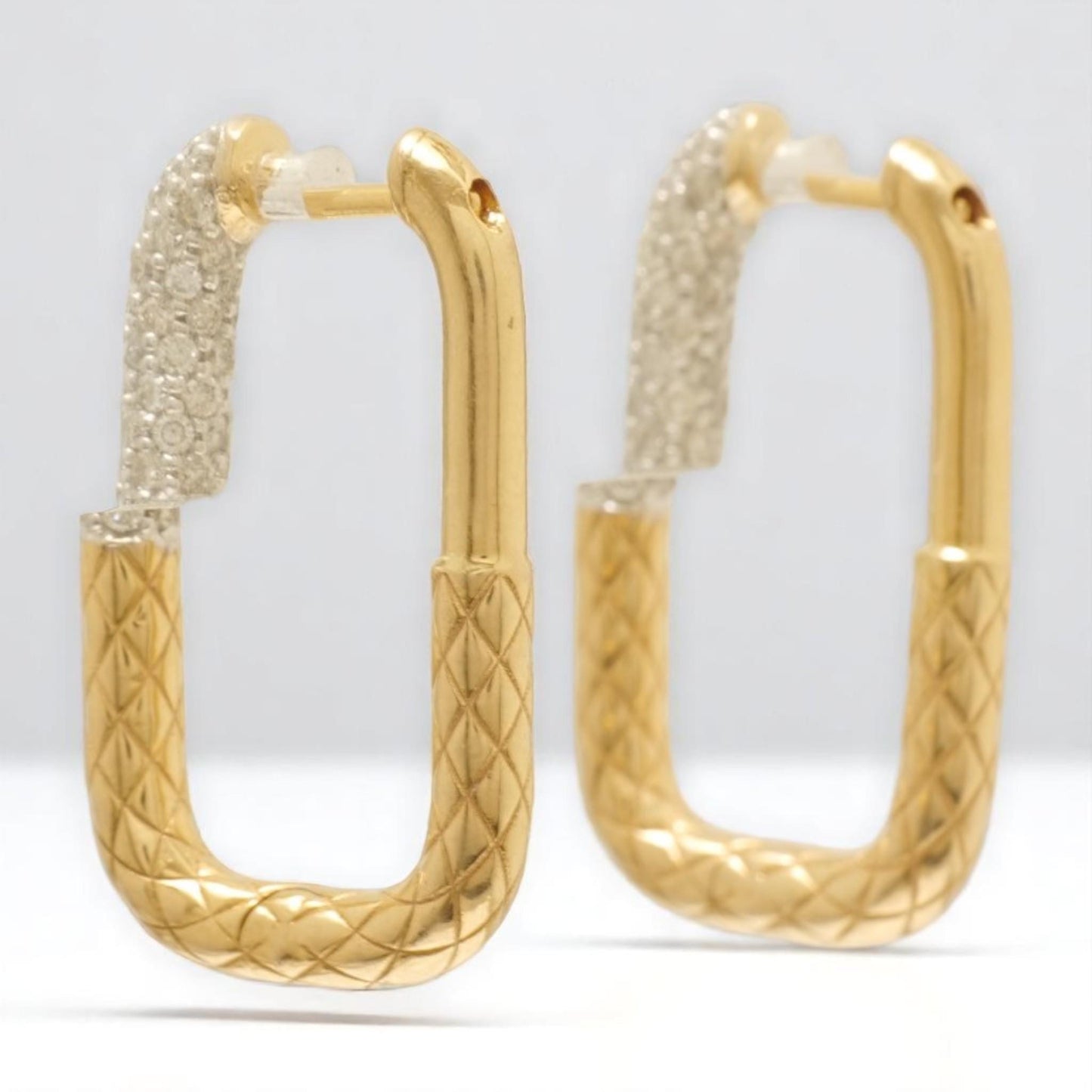 Carabiner Diamond Huggie Hoop Earrings