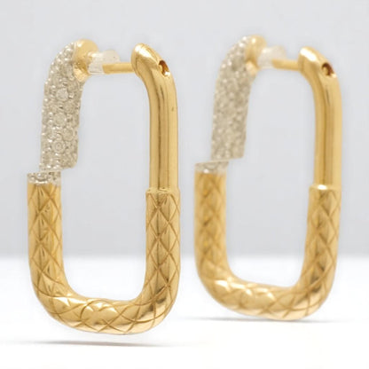 Carabiner Diamond Huggie Hoop Earrings