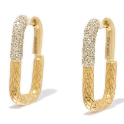 Carabiner Diamond Huggie Hoop Earrings