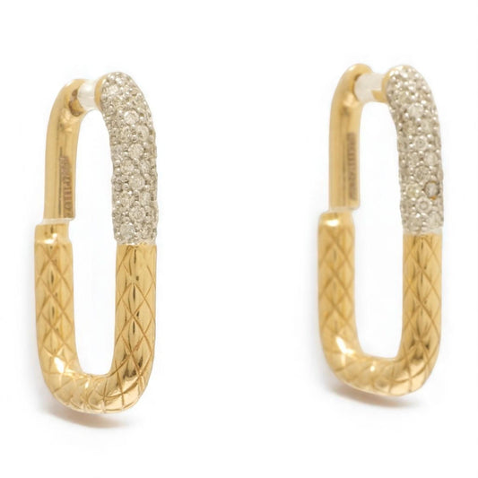 Carabiner Diamond Huggie Hoop Earrings