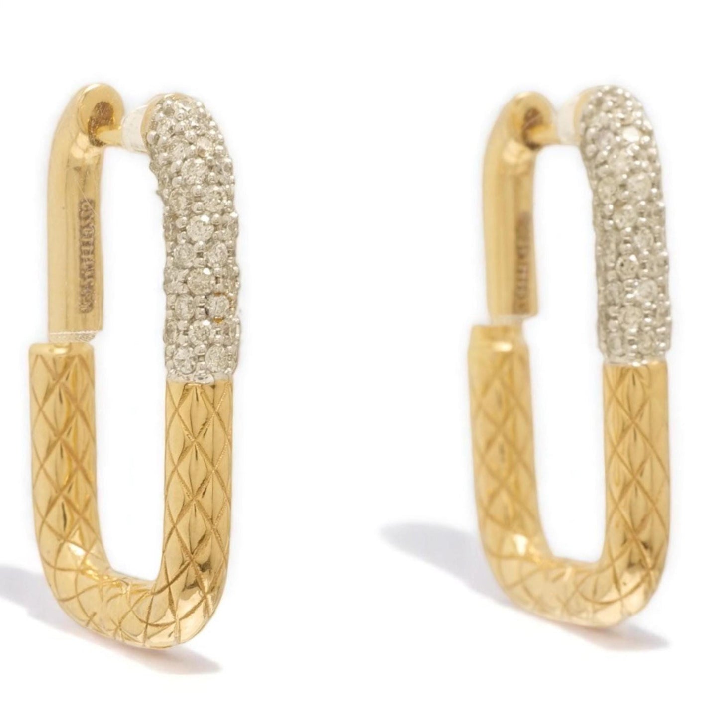 Carabiner Diamond Huggie Hoop Earrings
