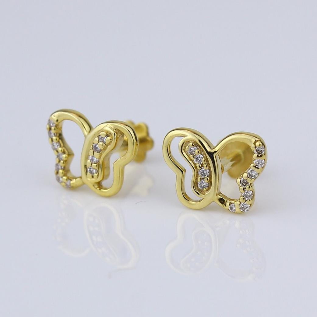 Kids Butterfly Diamond Stud Earrings
