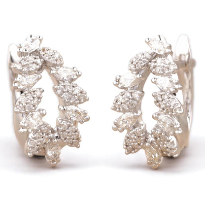 Leaves Diamond Huggie Earrings