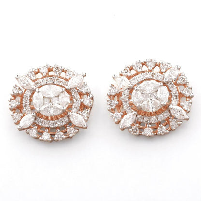 Oval Cluster Diamond Stud