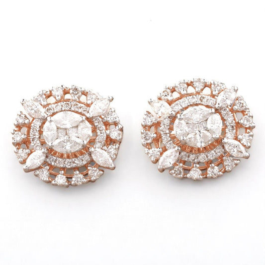 Oval Cluster Diamond Stud