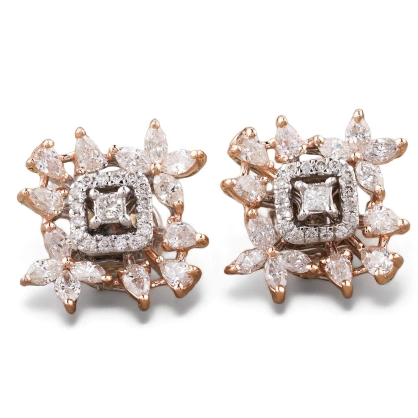 Leaflet Floral Diamond Stud Earrings