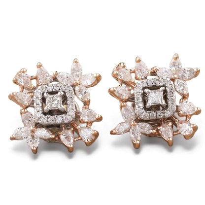 Leaflet Floral Diamond Stud Earrings