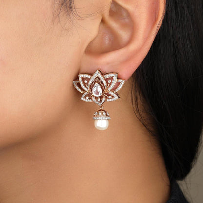 Lotus Pearl Drop Earrings