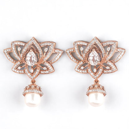 Lotus Pearl Drop Earrings