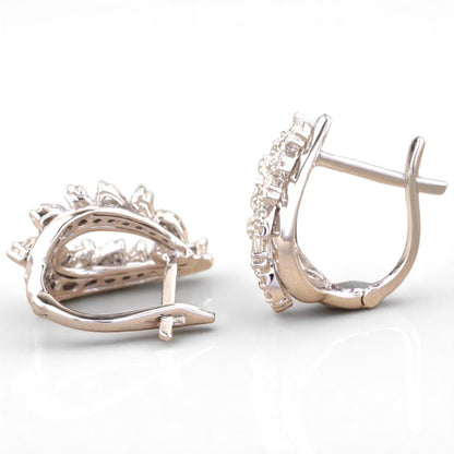 Leaves Diamond Huggie Earrings