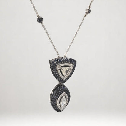 Fancy Diamonds Pendant Necklace with Blue Sapphires