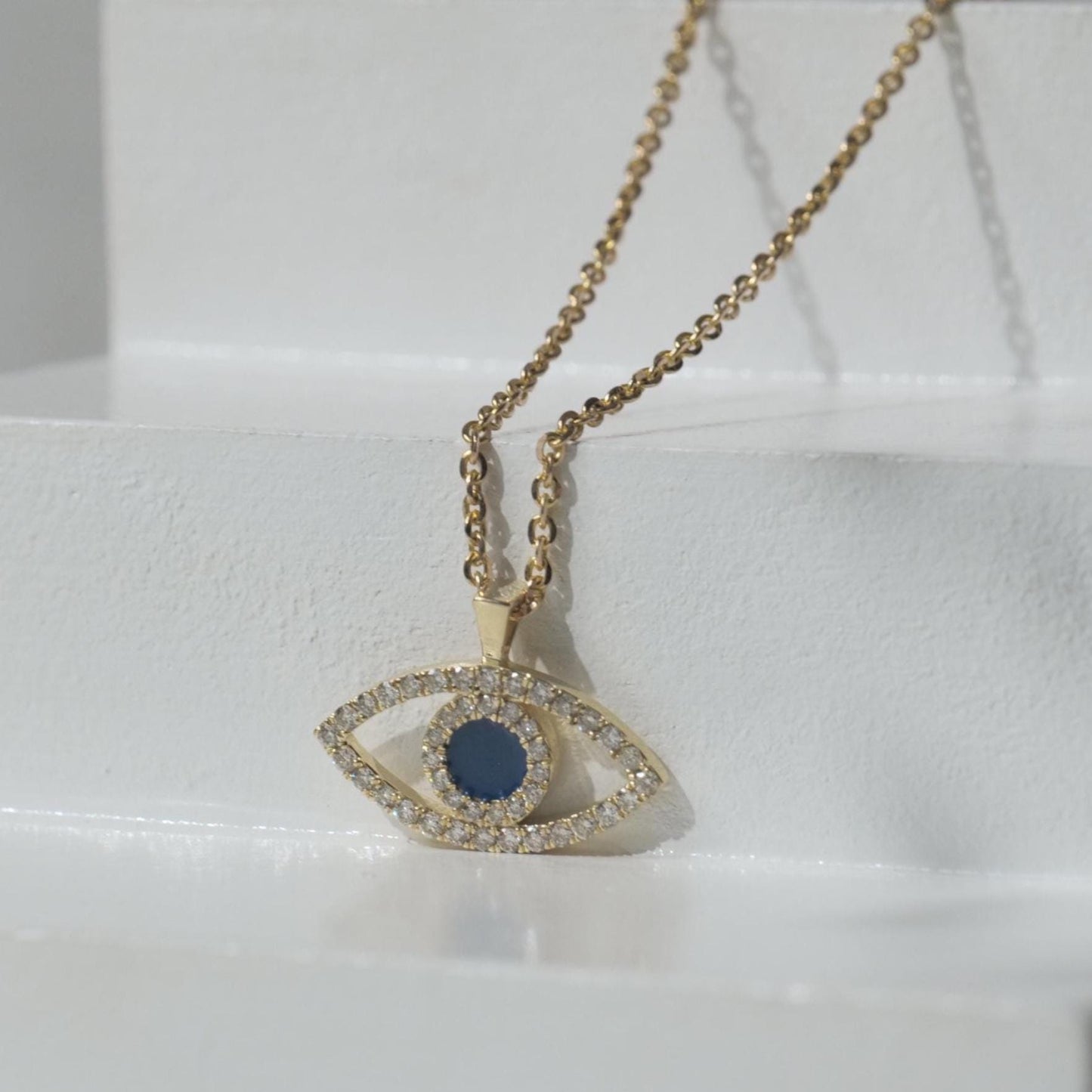 Evil Eye Natural Diamonds Charm Necklace