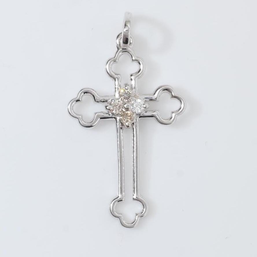 Floral Cross Natural Diamond Everyday Pendant