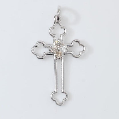 Floral Cross Natural Diamond Everyday Pendant