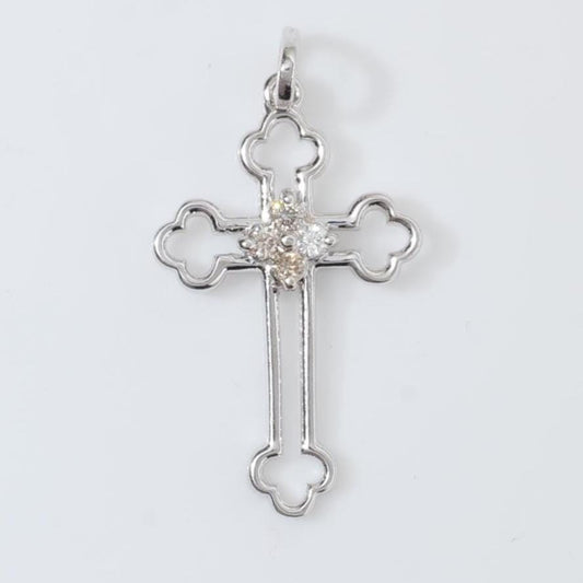 Floral Cross Natural Diamond Everyday Pendant