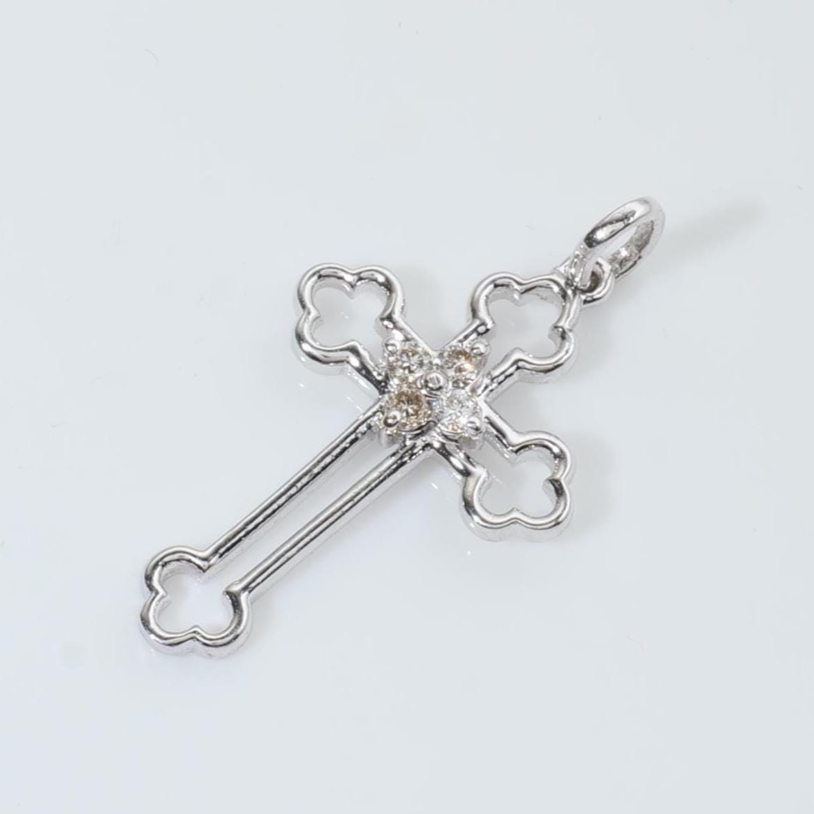 Floral Cross Natural Diamond Everyday Pendant