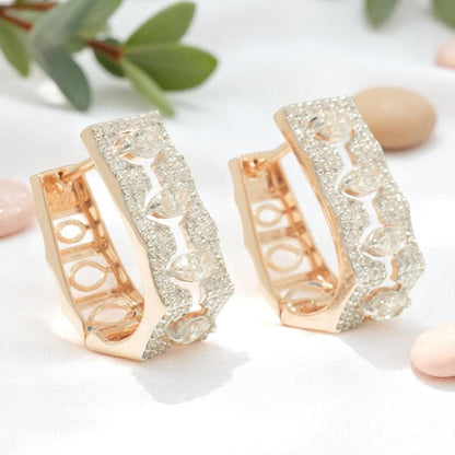 Marquise Diamond Huggie Earrings