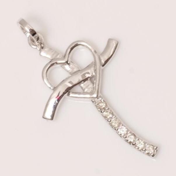 Diamond Heart Cross Pendant