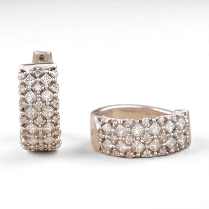Wide Band Huggie Diamond Earrings