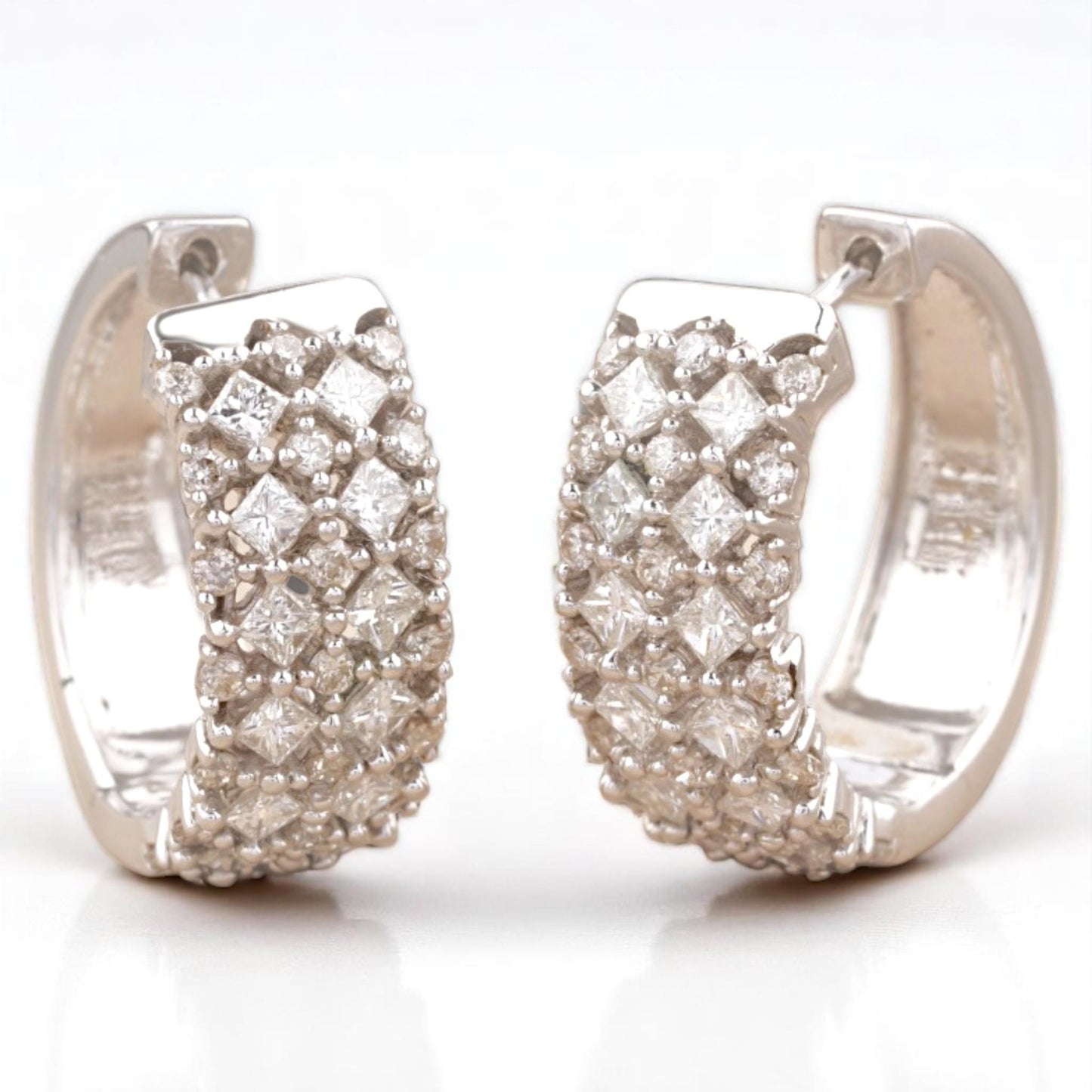 Wide Band Huggie Diamond Earrings