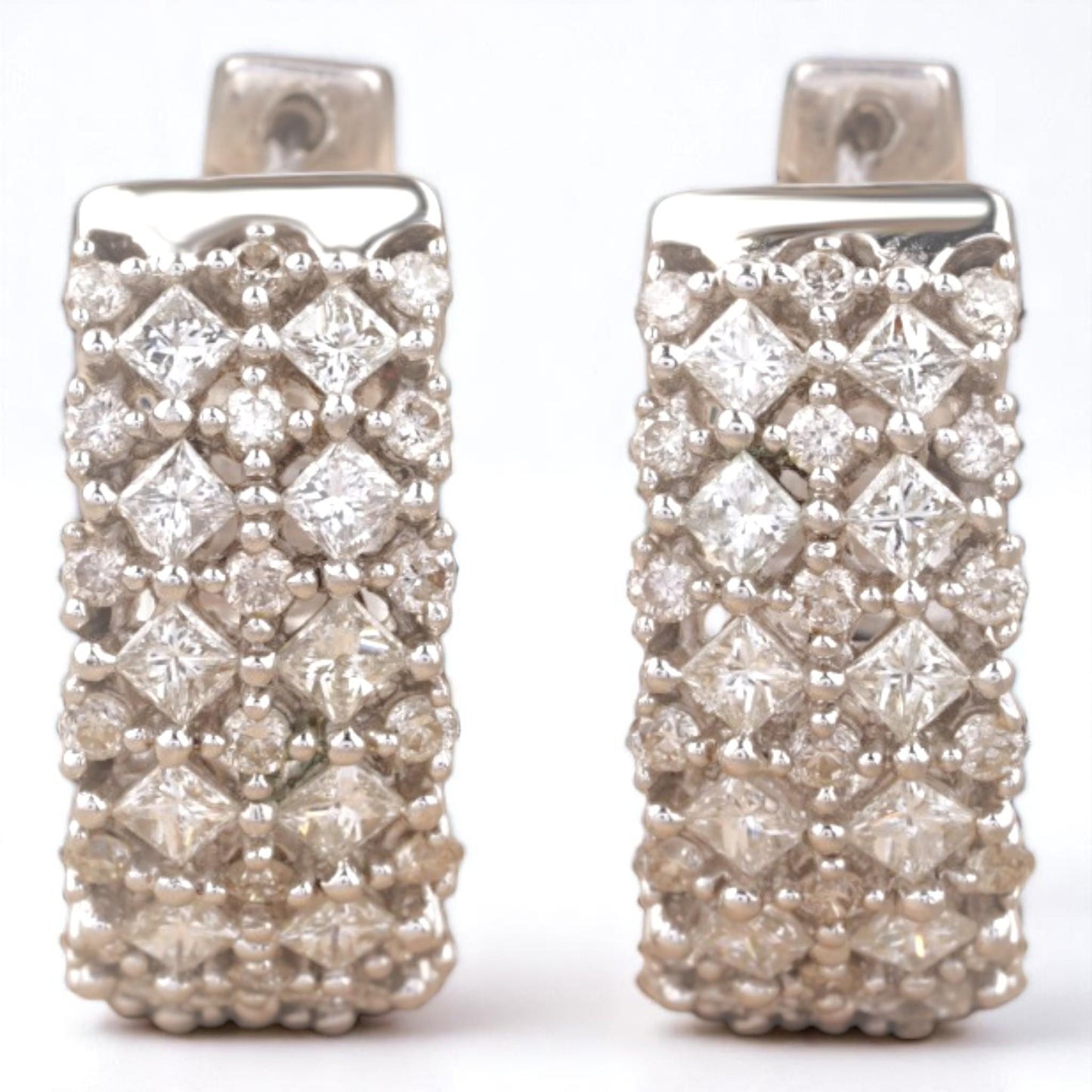 Wide Band Huggie Diamond Earrings