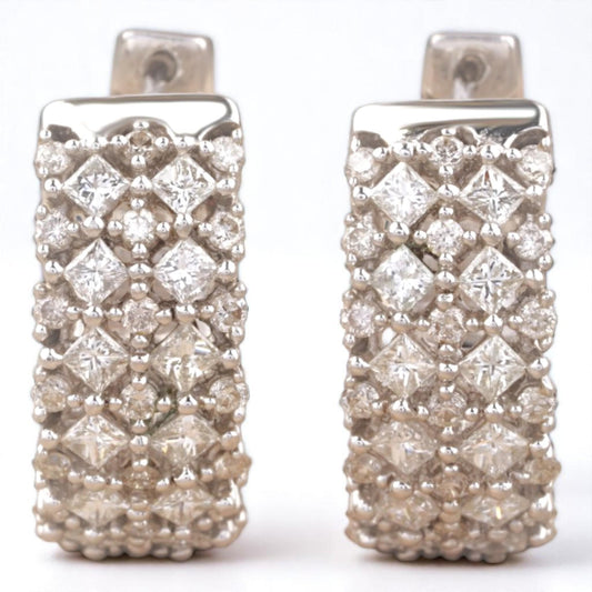 Wide Band Huggie Diamond Earrings