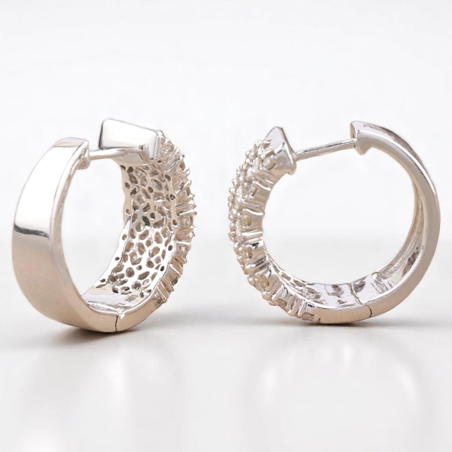 Wide Band Huggie Diamond Earrings