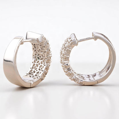 Wide Band Huggie Diamond Earrings