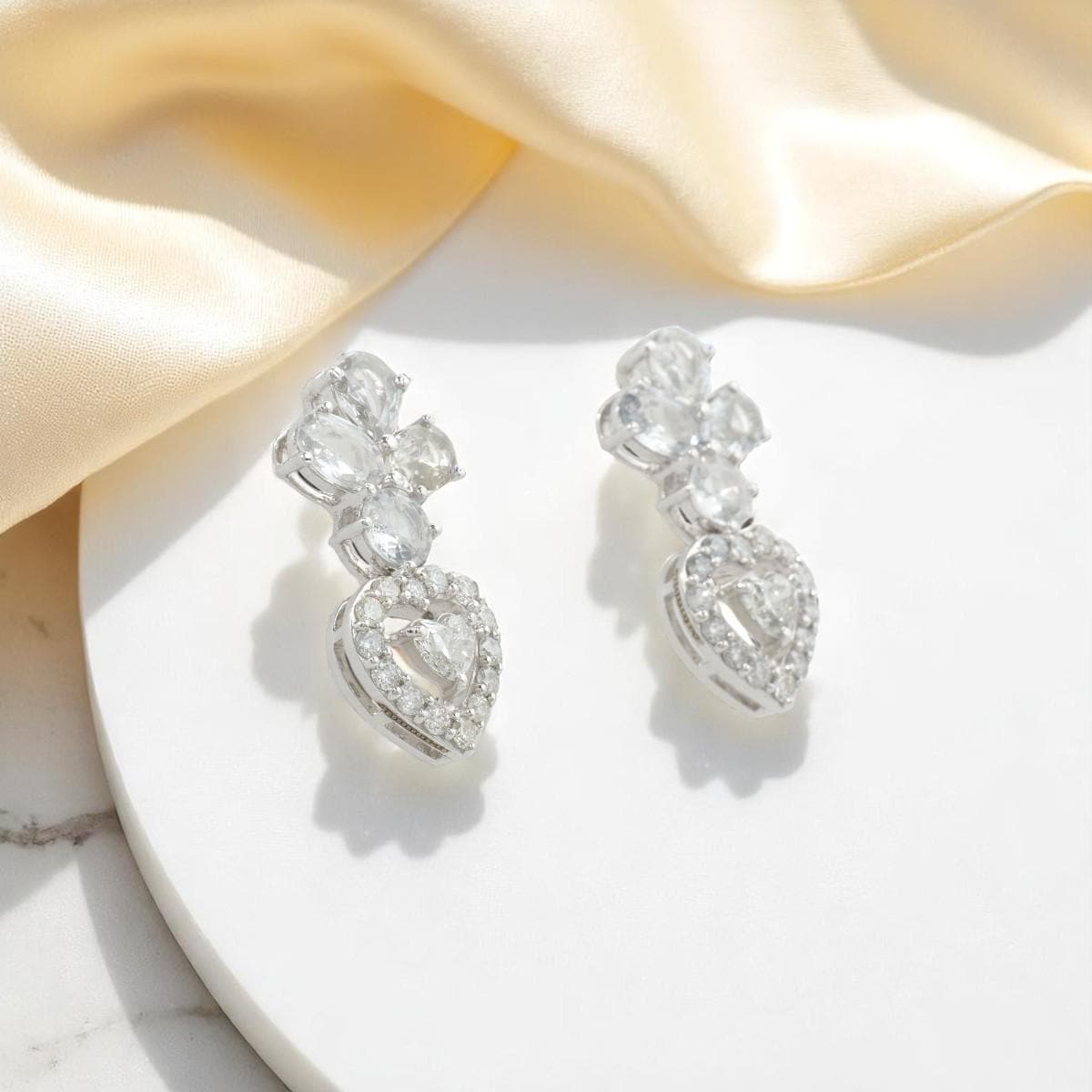Floral Heart Halo Diamond Studs