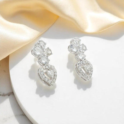 Floral Heart Halo Diamond Studs