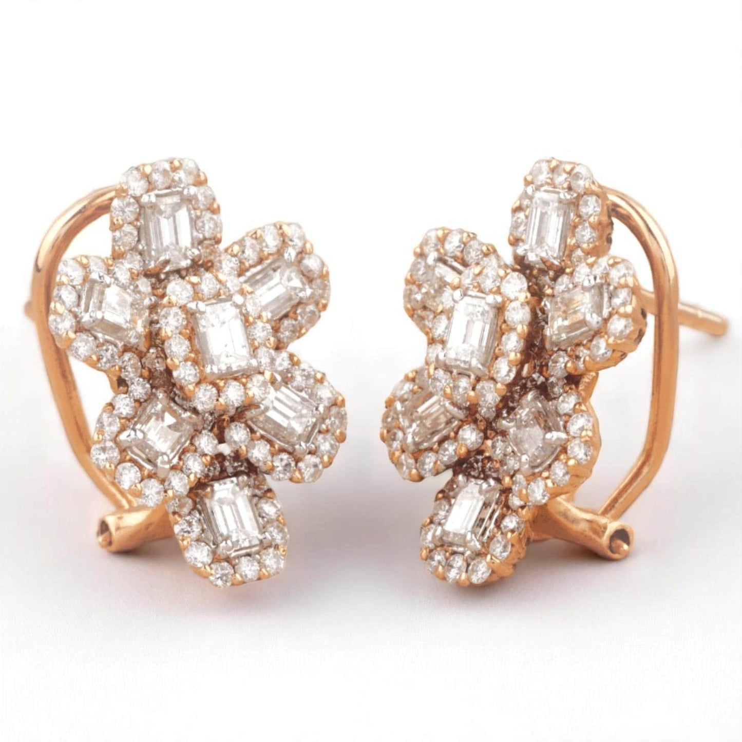 Flower Halo Diamond Huggie Earrings