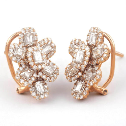 Flower Halo Diamond Huggie Earrings
