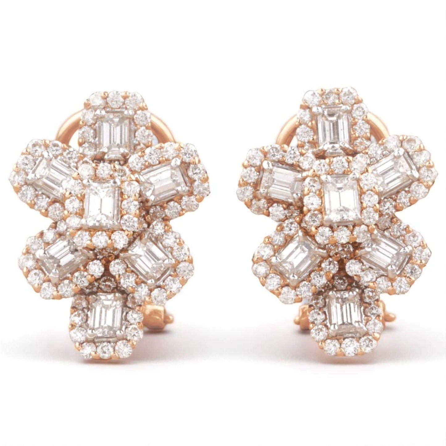 Flower Halo Diamond Huggie Earrings
